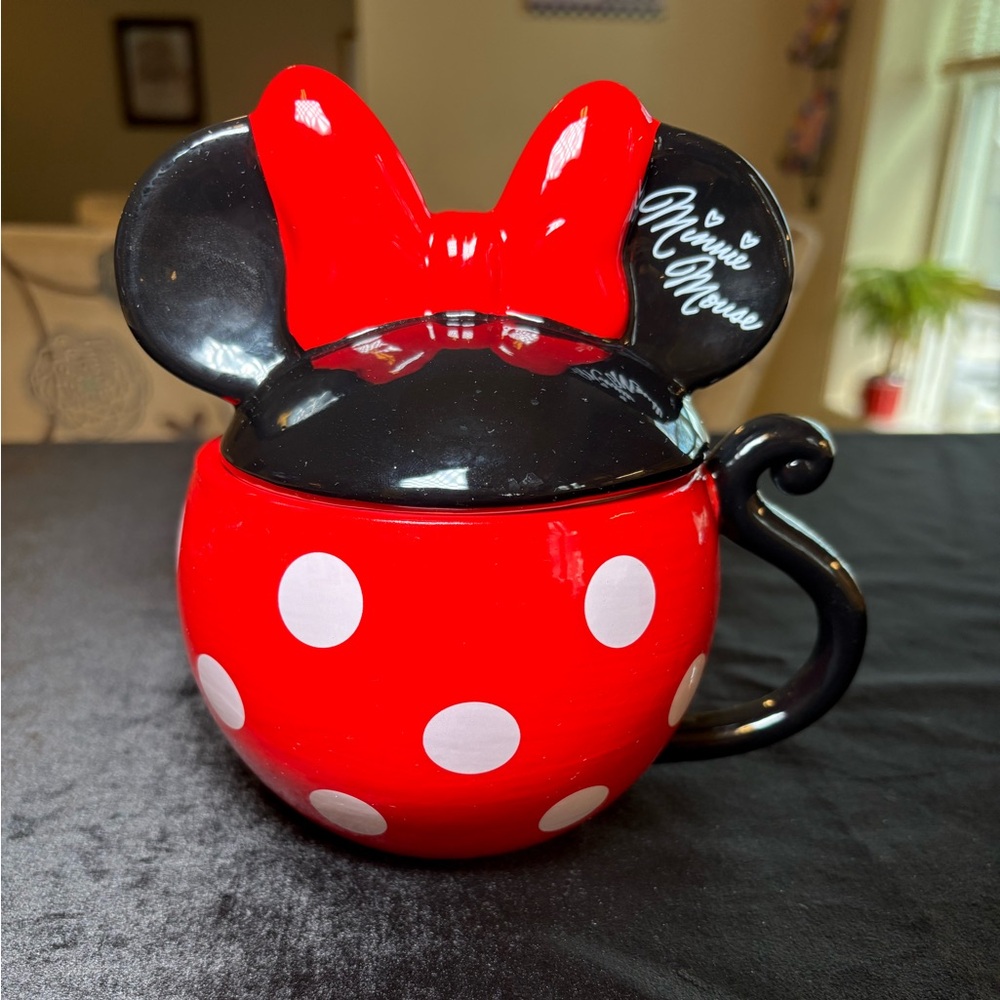 Disney Minnie Mouse Red and Black Mug with White Polka Dots - Picture 1 of 6